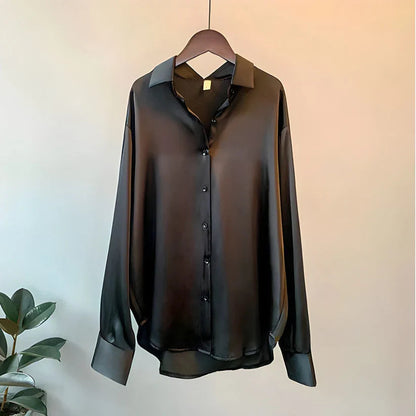 Blusa Mujer Seda Larga Elegante
