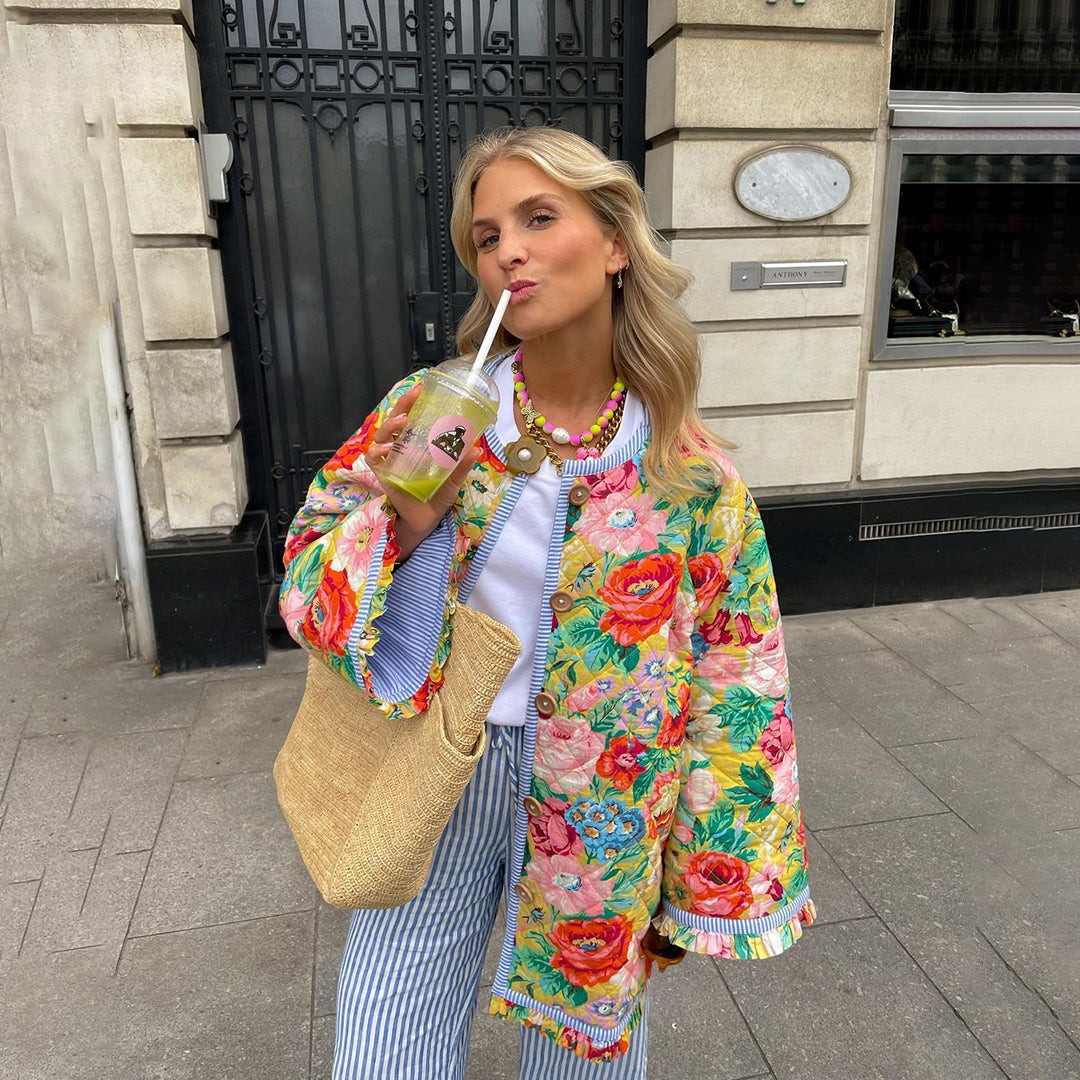 Chaqueta de mujer estampada floral colorida