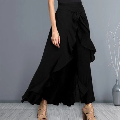 Maxifalda Elegante con Volante Floral