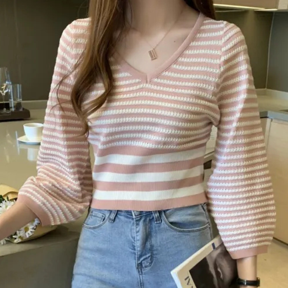 Sudadera de punto a rayas cómoda y elegante - Vestiria
