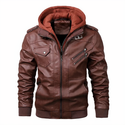 Chaqueta Moto Cuero Sintético Hombre