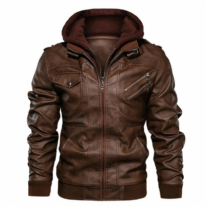 Chaqueta Moto Cuero Sintético Hombre