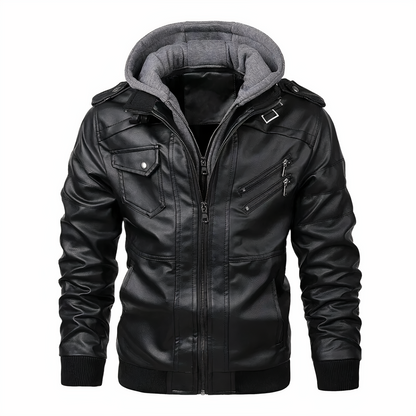 Chaqueta Moto Cuero Sintético Hombre