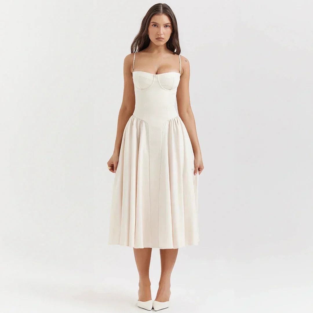 Vestido Midi Vintage Estilo Clásico