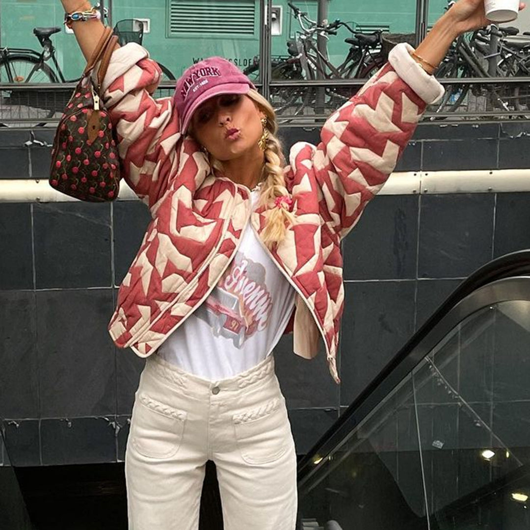 Chaqueta de mujer estampada floral colorida
