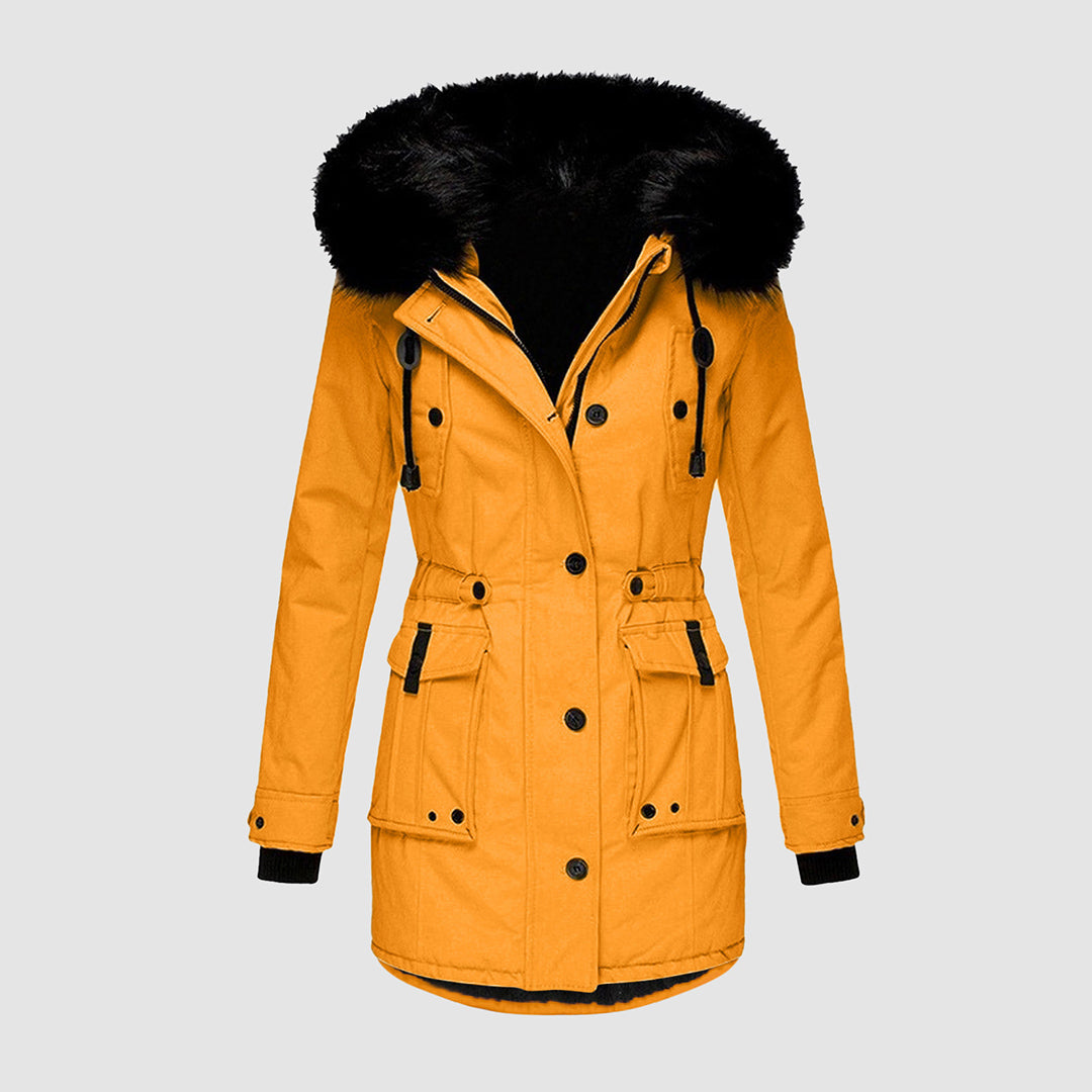Abrigo Invierno Mujer Cuello Piel Imitación - Vestiria