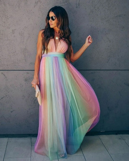 Vestido Largo Elegante Cuello en V - Vestiria