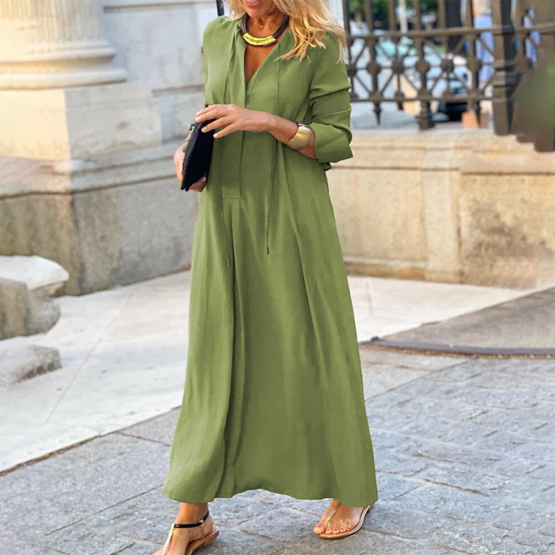 Vestido Maxi Elegante Manga Larga