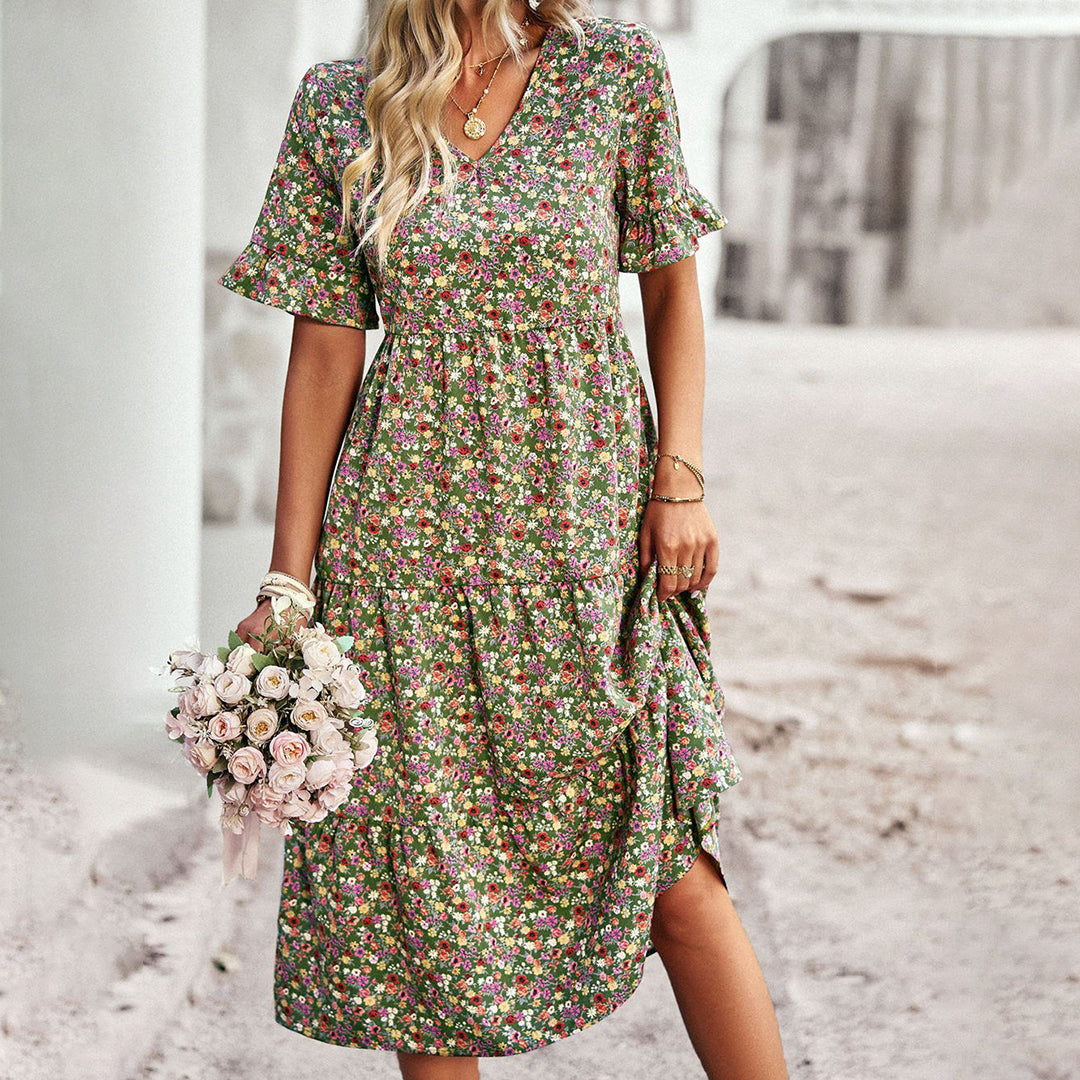 Vestido Midi Florido Elegante