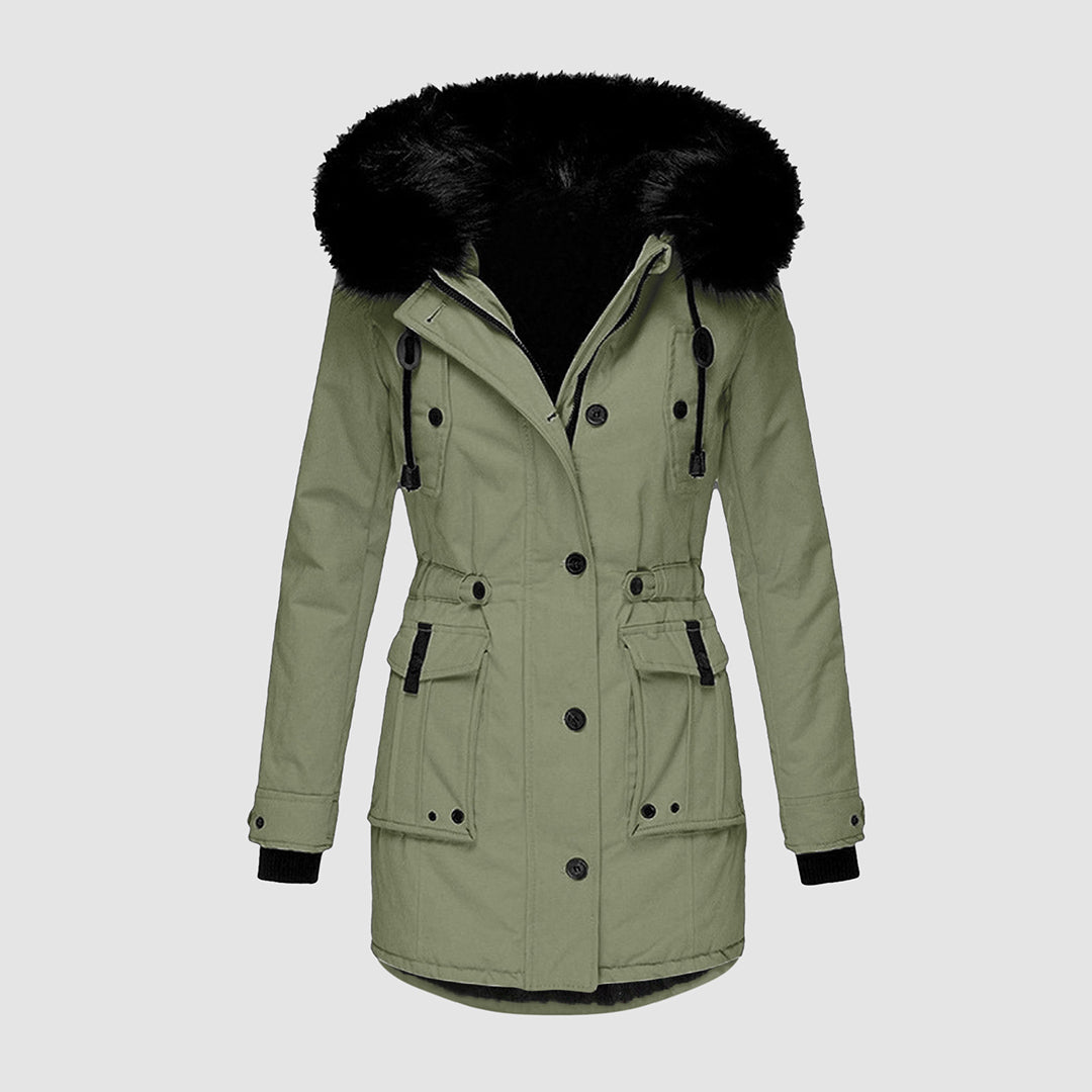 Abrigo Invierno Mujer Cuello Piel Imitación