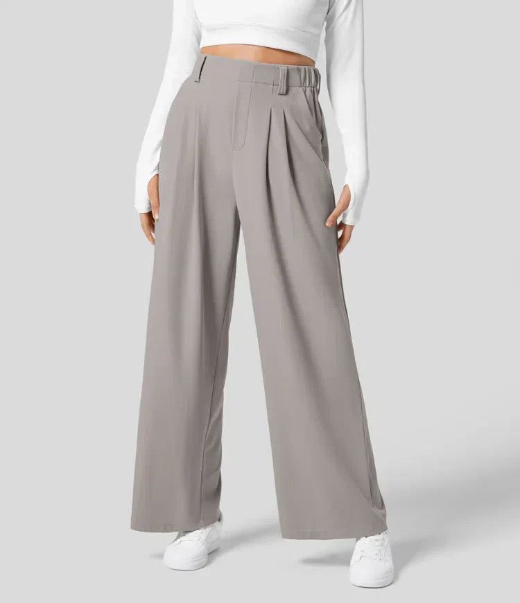 Pantalón Mujer Alto Cintura Ancha Elegante