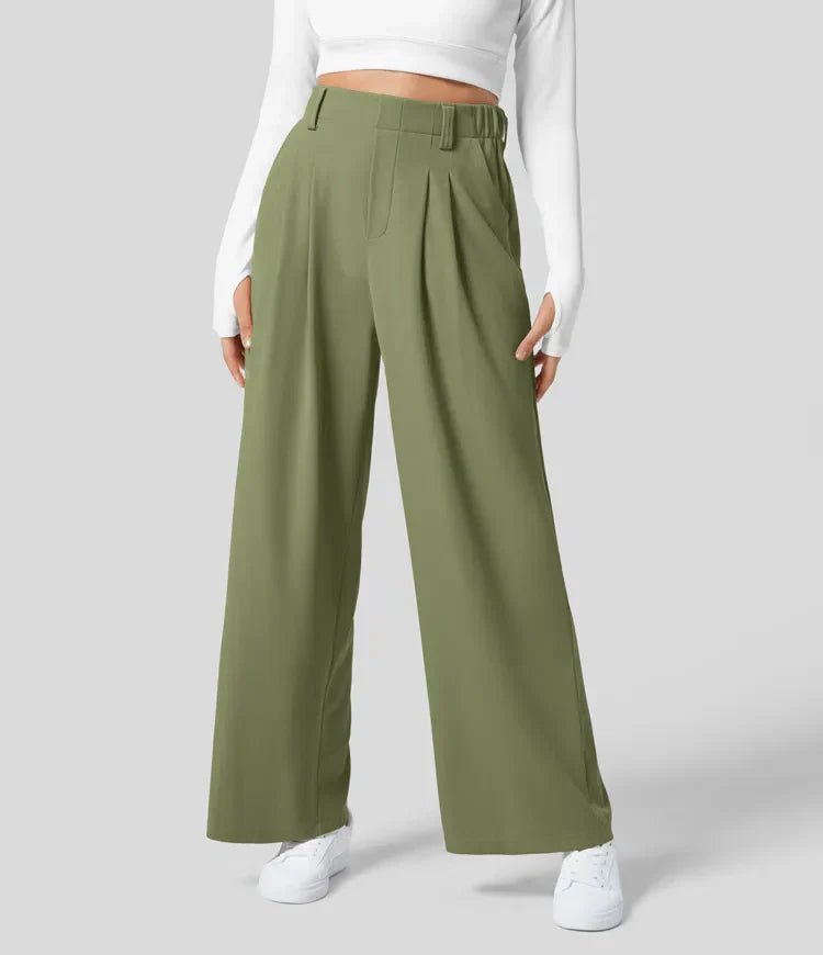 Pantalón Mujer Alto Cintura Ancha Elegante
