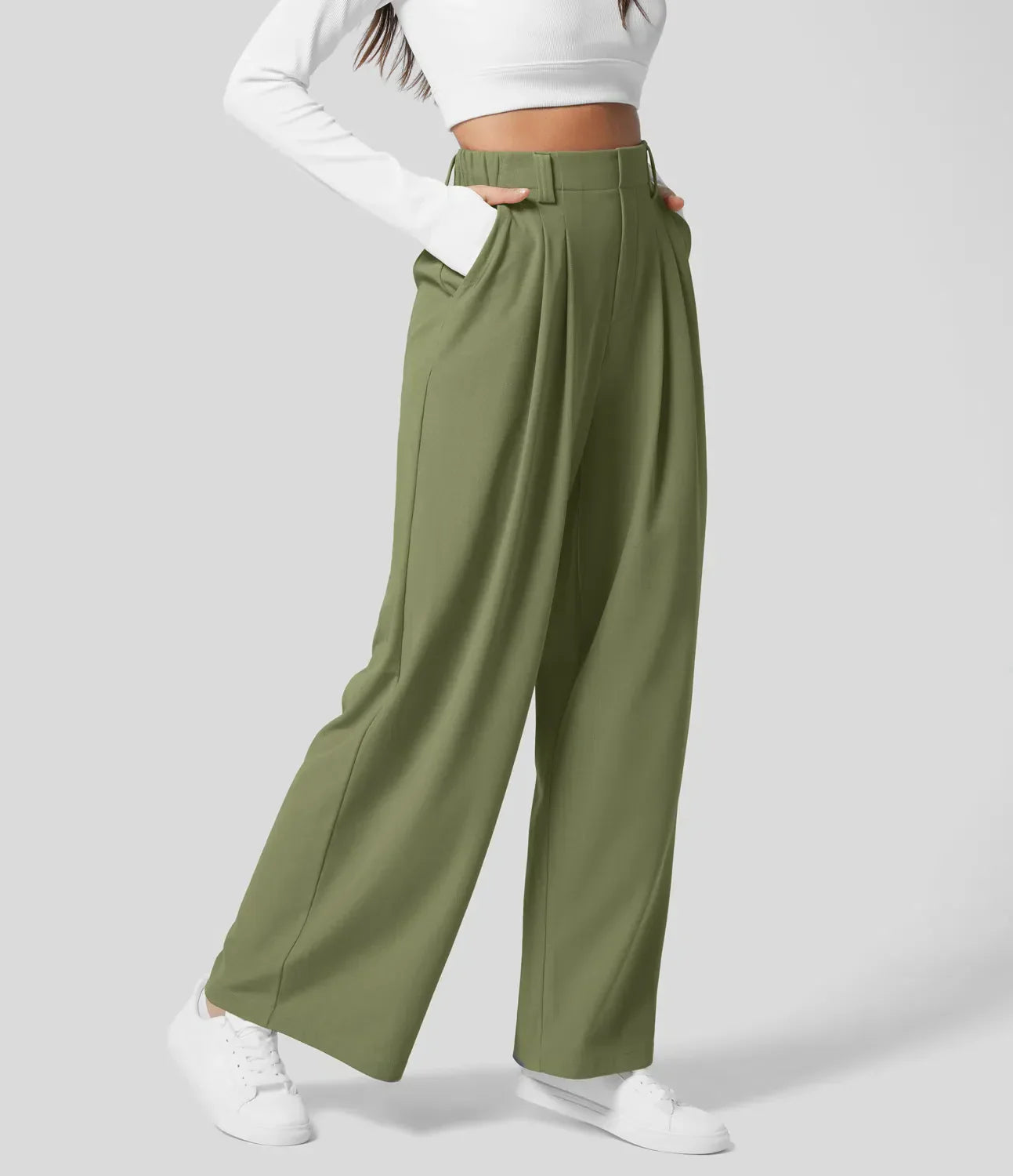 Pantalón Mujer Alto Cintura Ancha Elegante - Vestiria