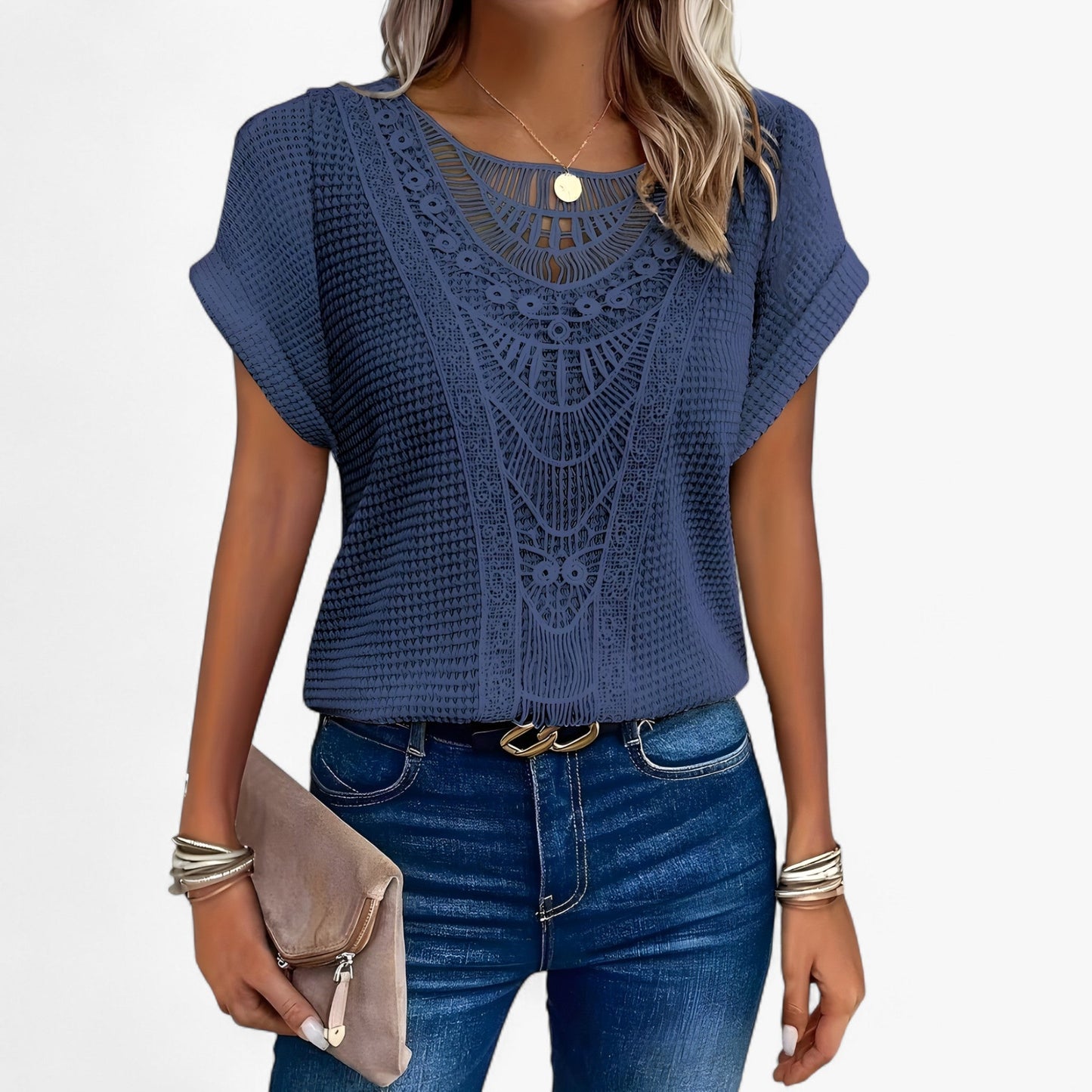 Blusa de encaje femenina y sofisticada
