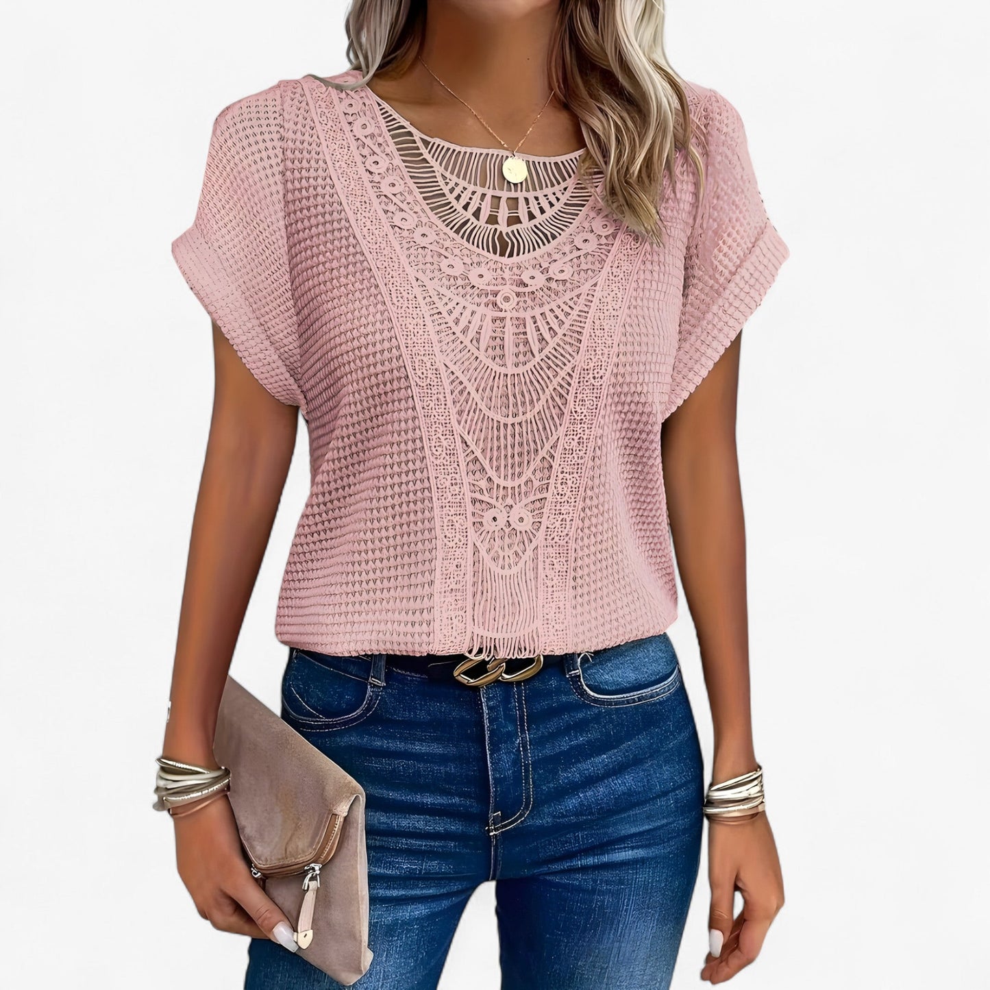 Blusa de encaje femenina y sofisticada