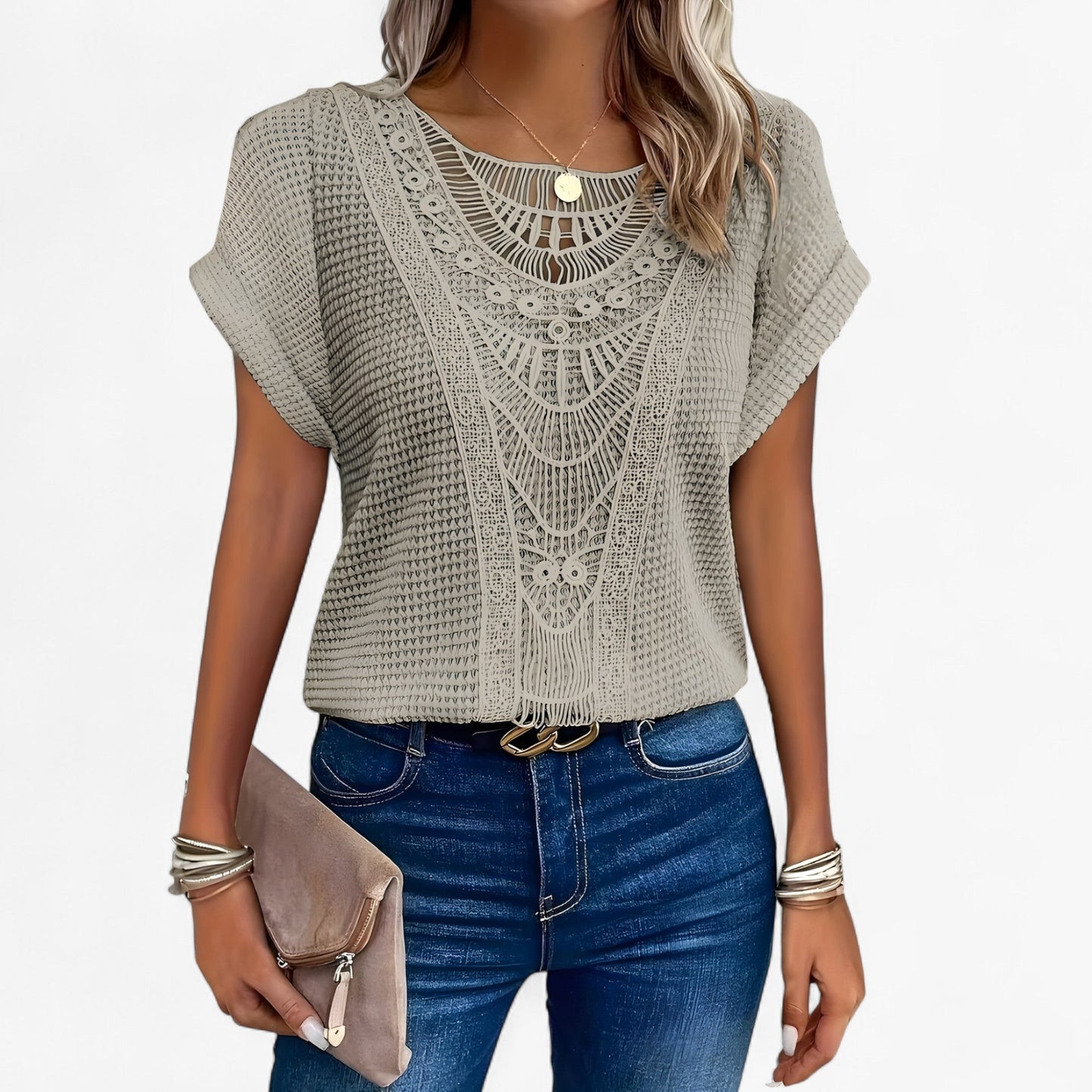 Blusa de encaje femenina y sofisticada