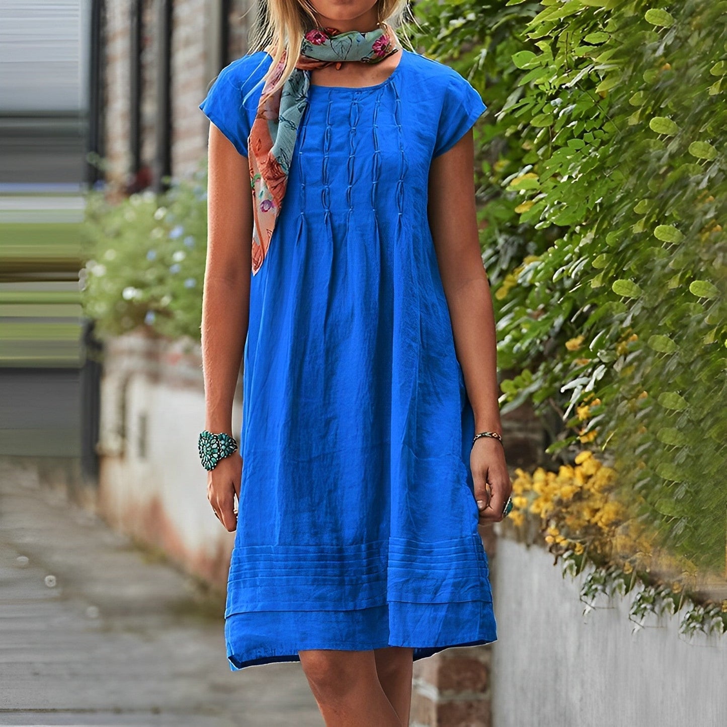 Vestido Midi Casual Manga Corta