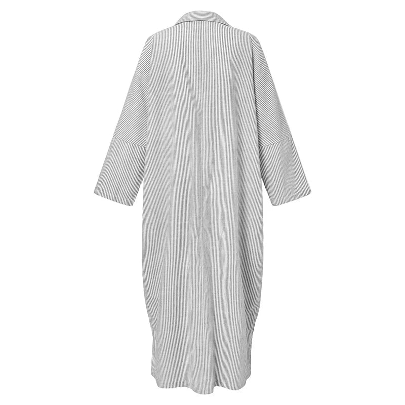 Vestido Camisero Rayas Algodón Grande - Vestiria