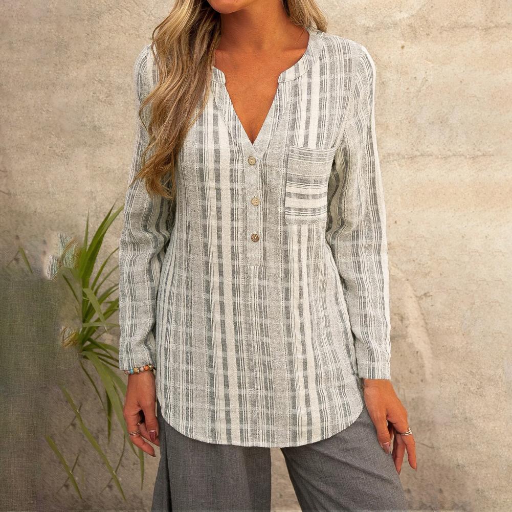 Blusa Mujer Manga Larga Cuello V - Vestiria