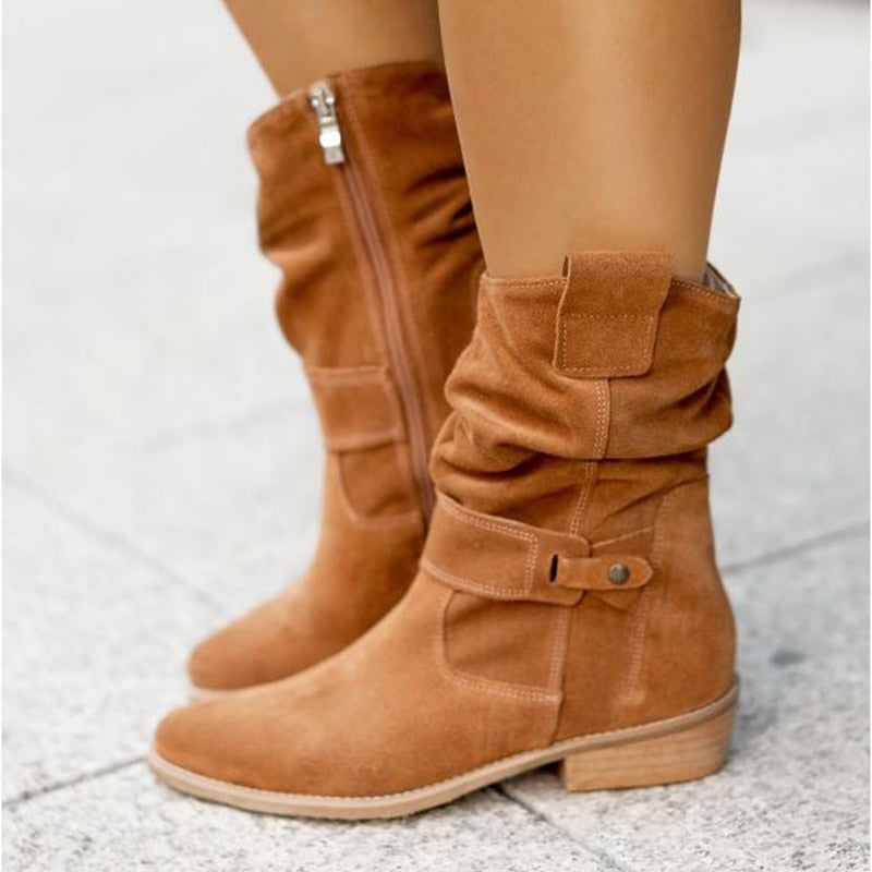 Botas Mujer Ante Cremallera Comfort - Vestiria