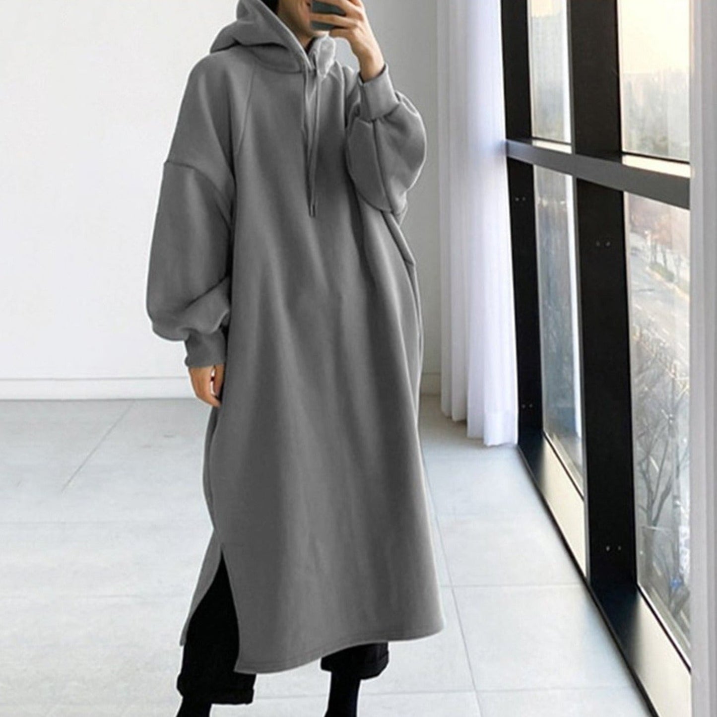 Abrigo Vestido Largo Acogedor Mujer
