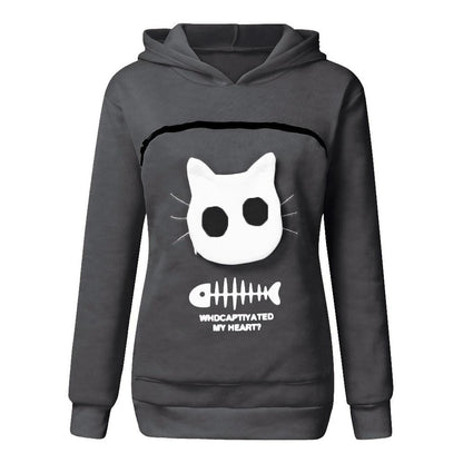Sudadera Capucha Bolsillo Mascotas Diseño Divertido Mujer