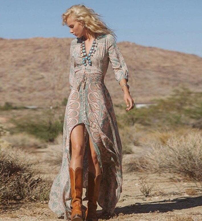 Vestido Boho Chic Floral Estilo Libre - Vestiria