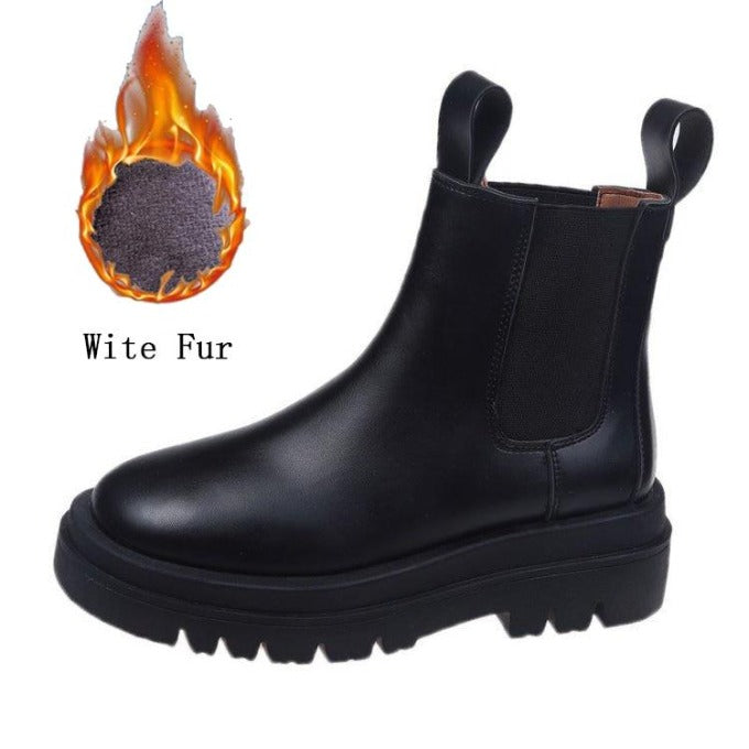 Botas Mujer Invierno con Plataforma y Piel