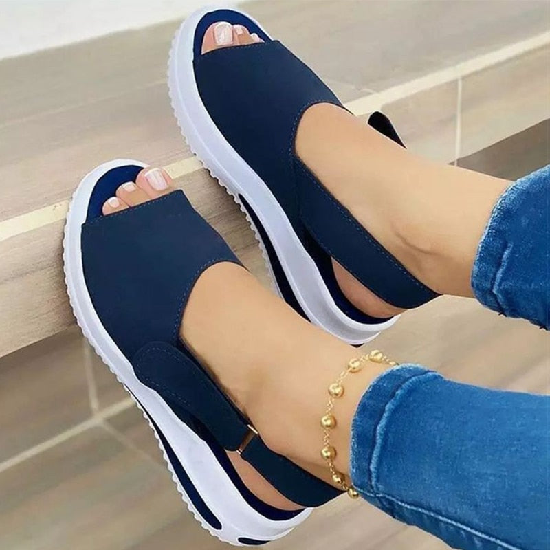 Sandalias Mujer Plataforma Abierto Talón - Vestiria