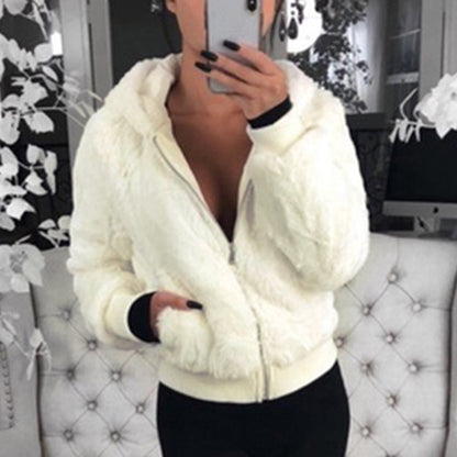 Chaqueta Felpa Suave Cremallera Mujer