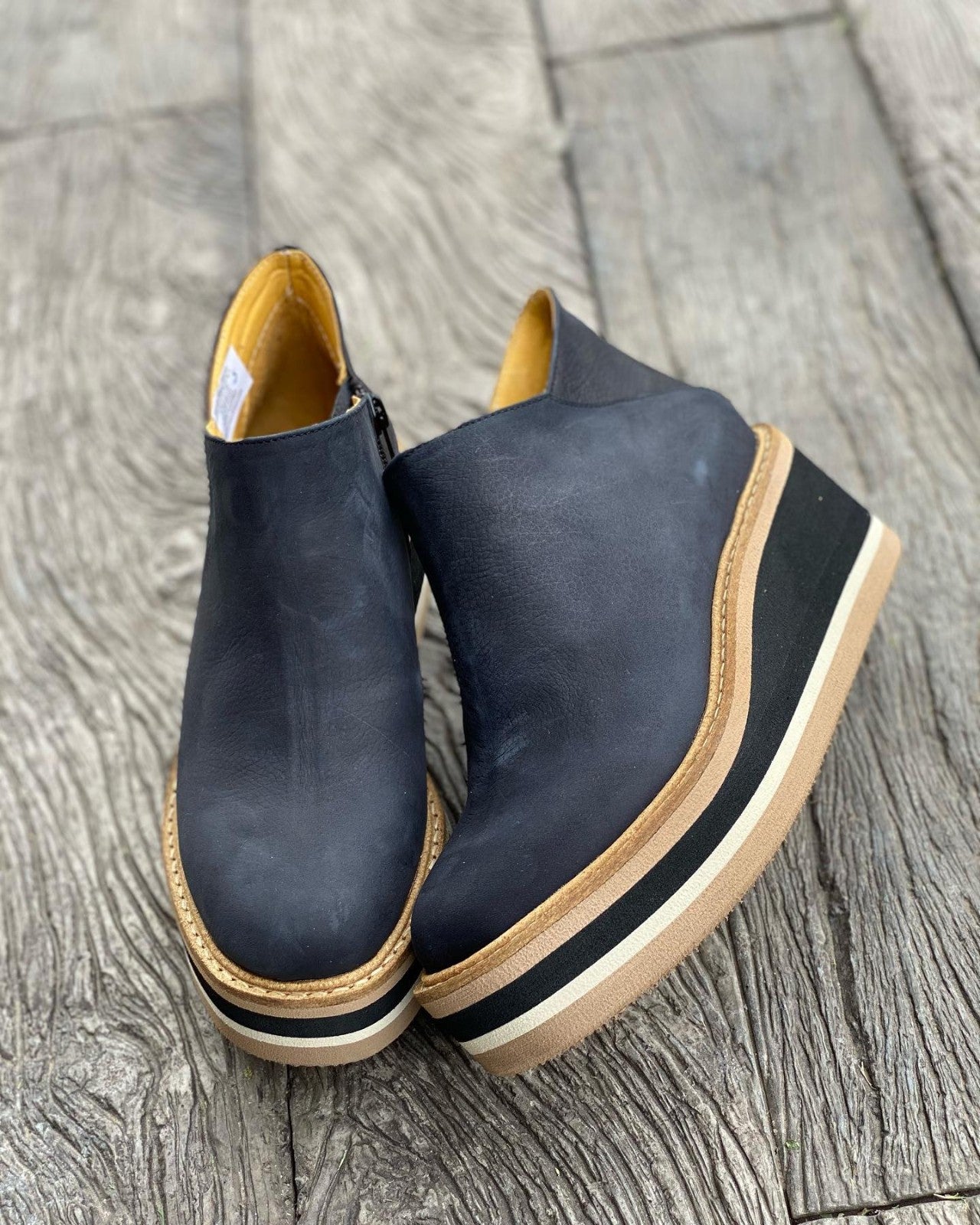 Botas Cuña Piel Cremallera Mujer - Vestiria