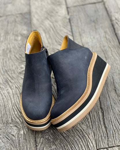 Botas Cuña Piel Cremallera Mujer - Vestiria