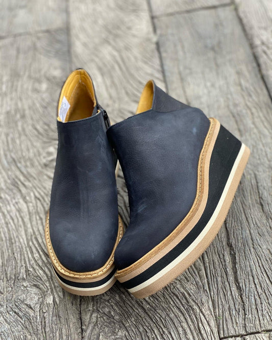 Botas Cuña Piel Cremallera Mujer - Vestiria