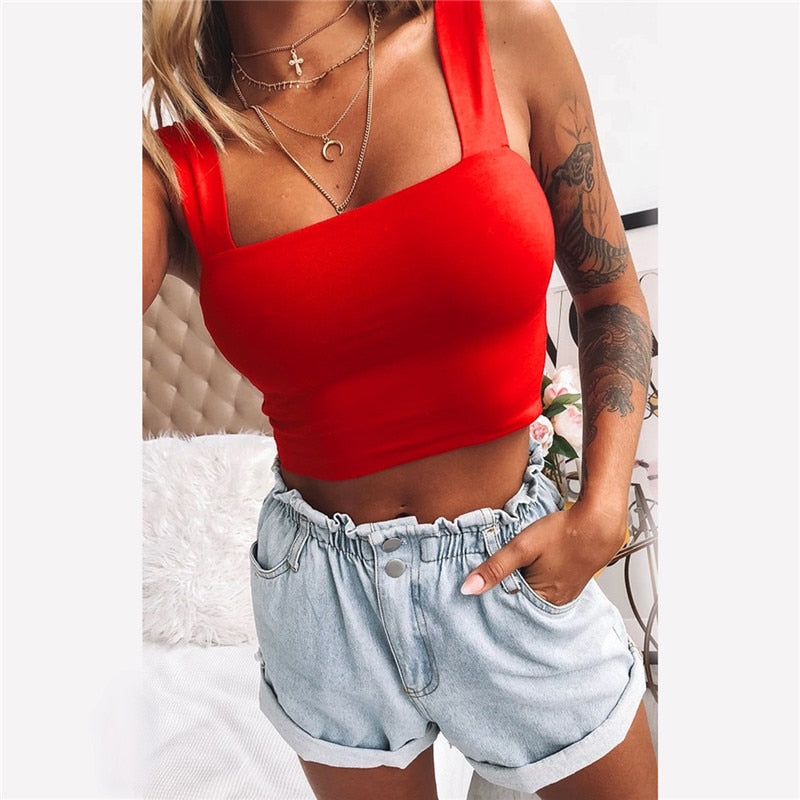 Top de Verano Ligero Escote Cuadrado Mujer