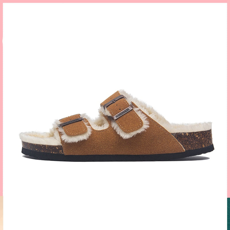 Sandalias Hebilla Pelo Natural - Vestiria