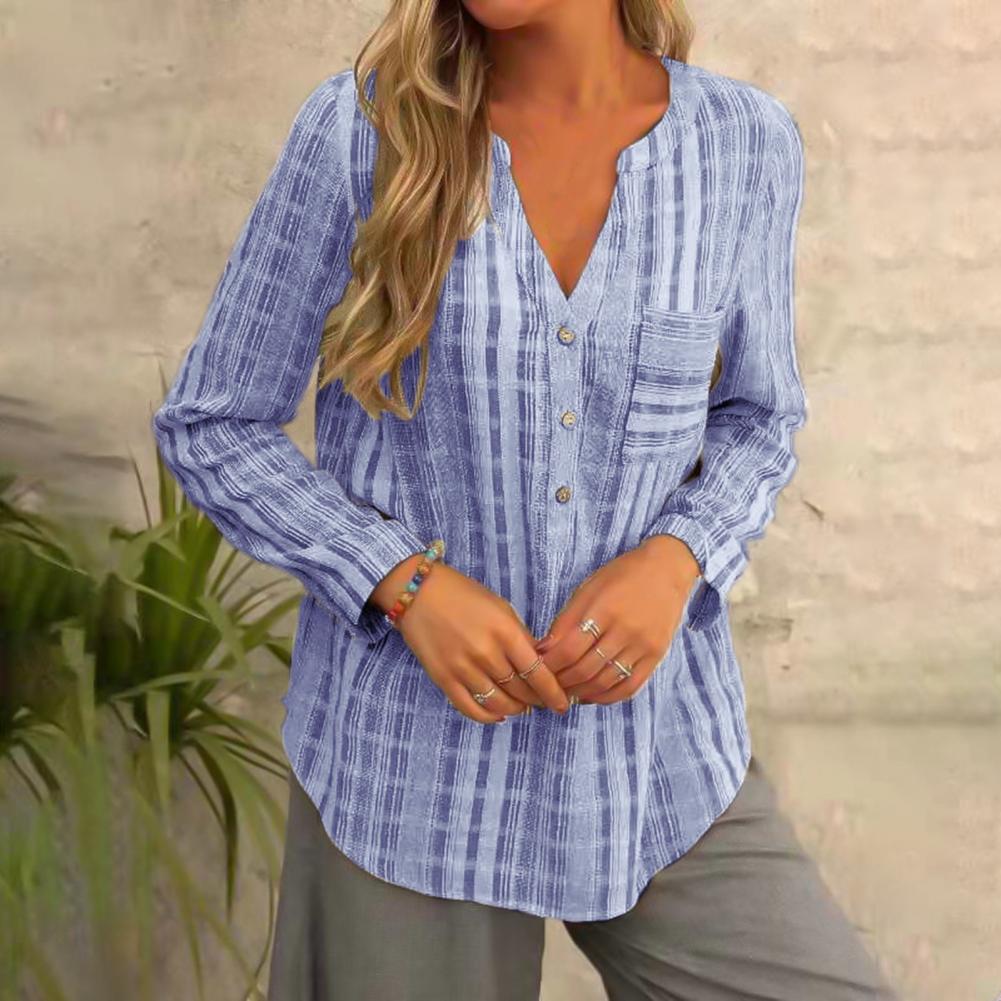 Blusa Mujer Manga Larga Cuello V