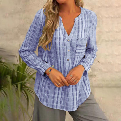 Blusa Mujer Manga Larga Cuello V
