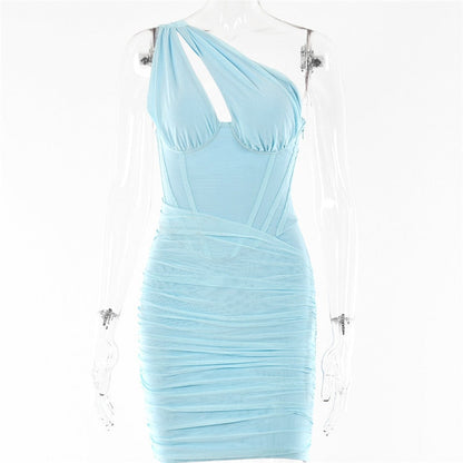 Vestido Cinturado de Malla Elástica