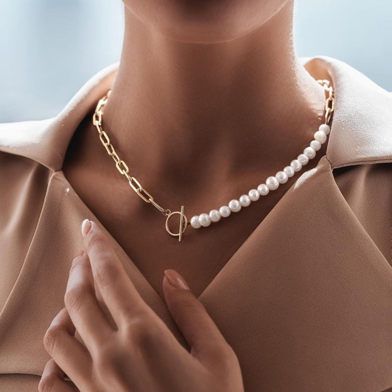 Collar Perlas Frescas Elegante