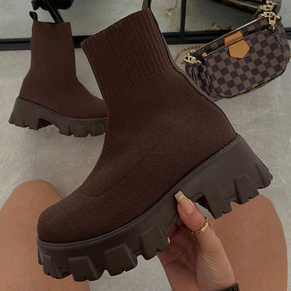 Bota Mujer Alta con Plataforma y Tacón