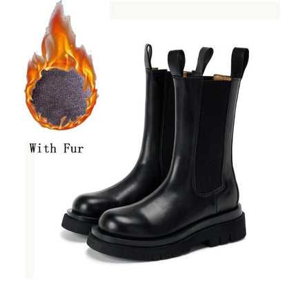 Botas Mujer Invierno con Plataforma y Piel