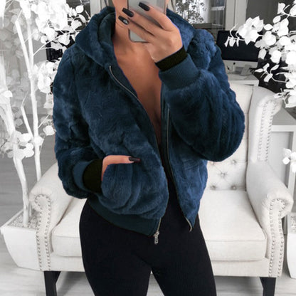 Chaqueta Felpa Suave Cremallera Mujer