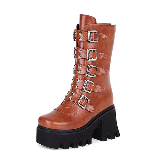 Botas Altas Góticas Mujer Estilo Punk - Vestiria