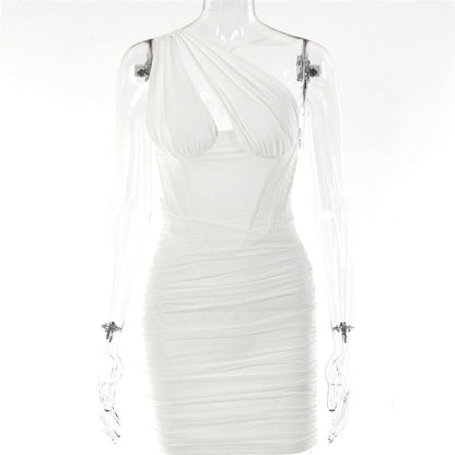 Vestido Cinturado de Malla Elástica