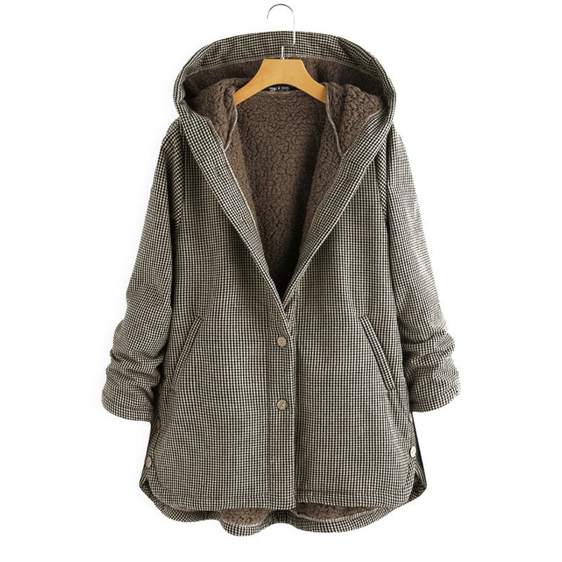 Chaquetón Felpa Capucha Abultado Cálido