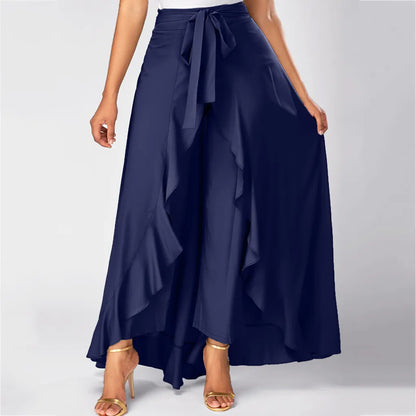 Maxifalda Elegante con Volante Floral