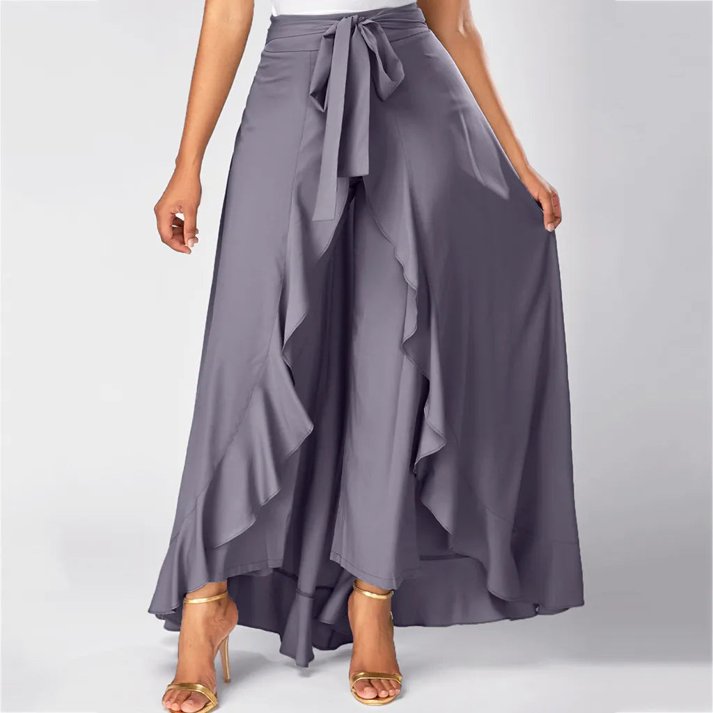 Maxifalda Elegante con Volante Floral