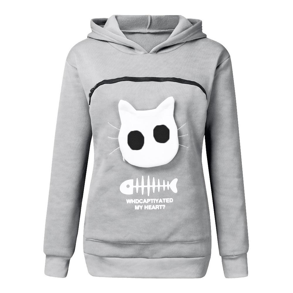 Sudadera Capucha Bolsillo Mascotas Diseño Divertido Mujer