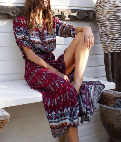 Vestido maxi hippie elegante