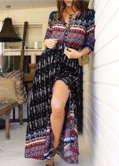 Vestido maxi hippie elegante